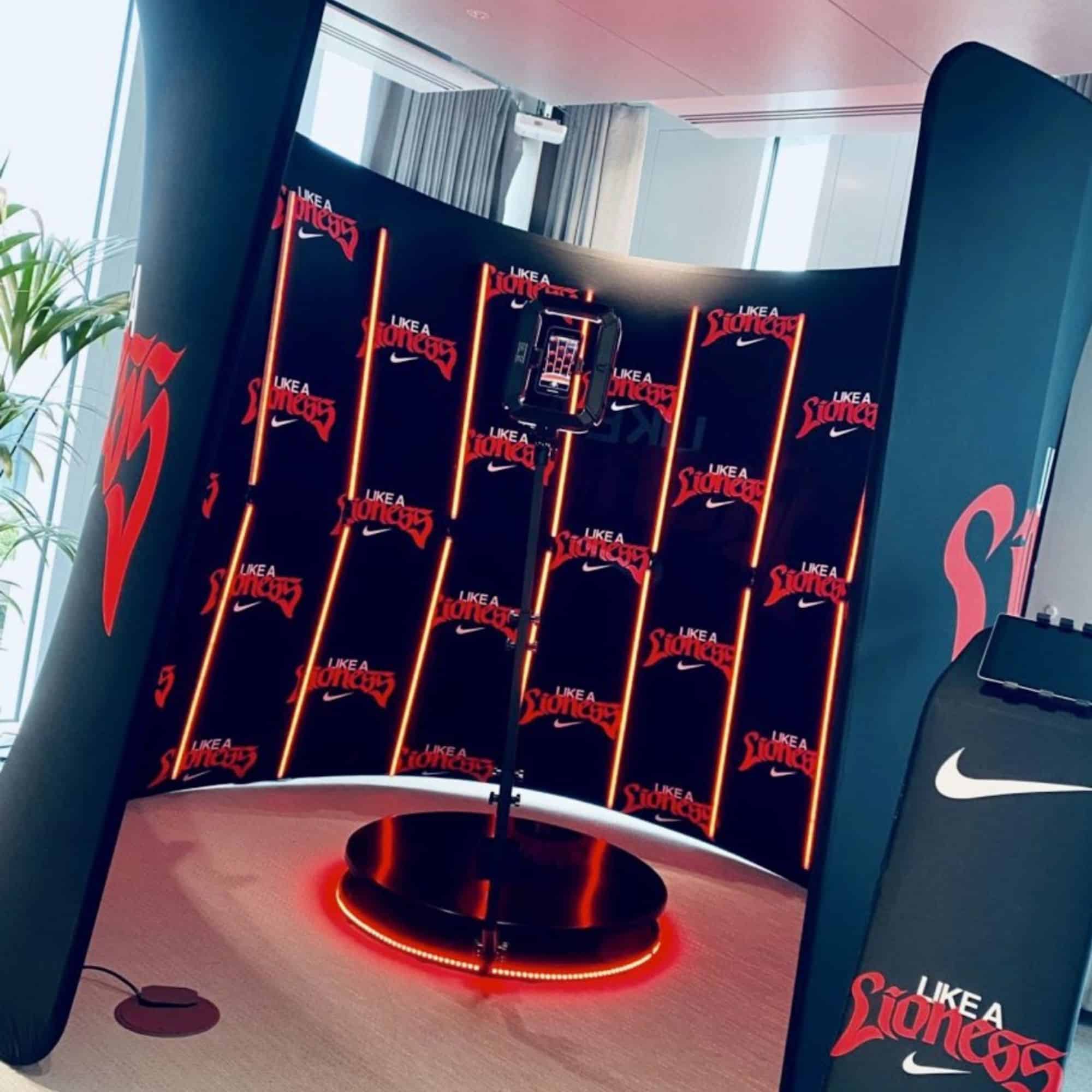 Fully branded 360 video booth setup for Nike